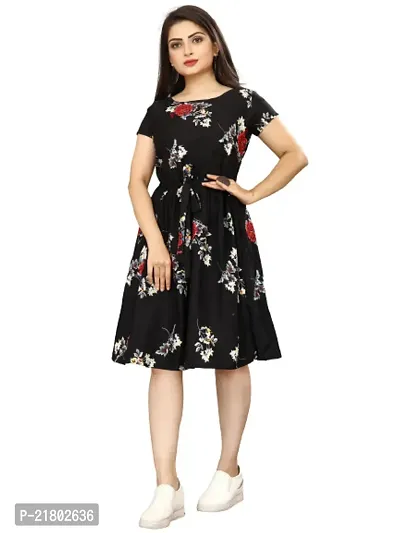 Stylish Multicoloured Crepe Printed Dress For Women