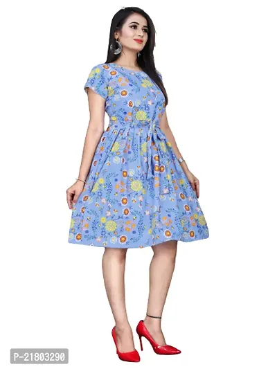 Stylish Multicoloured Crepe Printed Dress For Women-thumb0