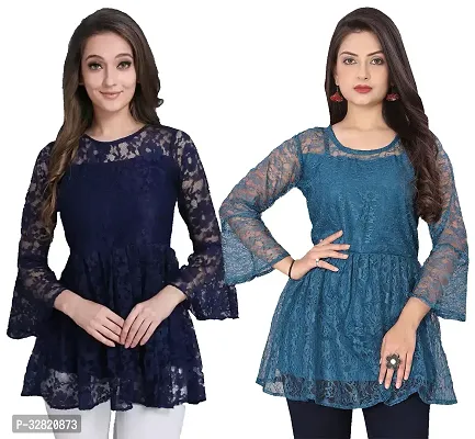 Elegant Crepe Embroidered Tunic For Women- Pack Of 2