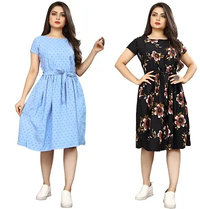 Stylish Crepe Dresses For Women Pack Of 2