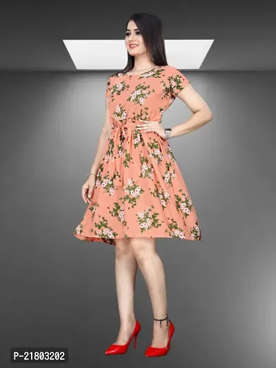 Stylish Multicoloured Crepe Printed Dress For Women-thumb0