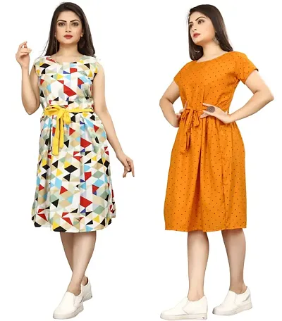 Stylish Crepe Dresses For Women Pack Of 2