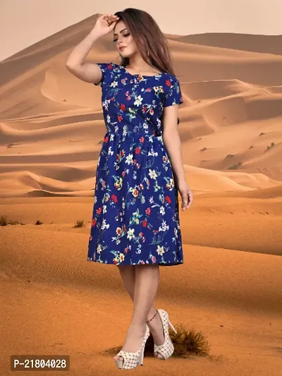 Stylish Multicoloured Crepe Printed Dress For Women-thumb0