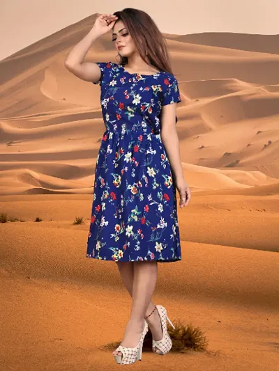 Stylish Poly Crepe A-Line Dress For Women