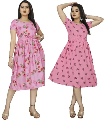 Stylish Crepe Dress For Women Pack Of 2