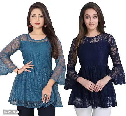 Elegant Crepe Embroidered Tunic For Women- Pack Of 2-thumb0