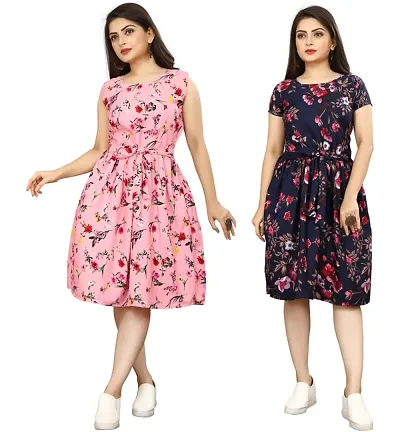 Stylish Crepe Dresses For Women Pack Of 2