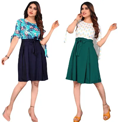 Stylish Crepe Dresses Women Pack Of 2