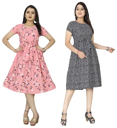 Stylish Crepe Dresses For Women Pack Of 2