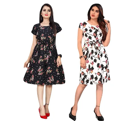 Stylish Crepe Dresses Women Pack Of 2