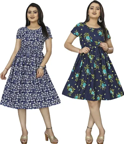 Stylish Crepe Dresses Women Pack Of 2