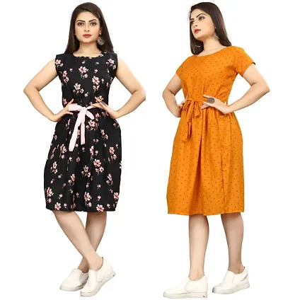 Stylish Crepe Dresses Women Pack Of 2