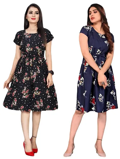 Stylish Crepe Dresses Women Pack Of 2