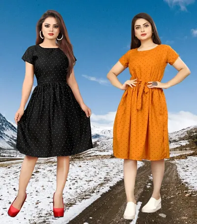 Stylish Crepe Dresses For Women Pack Of 2