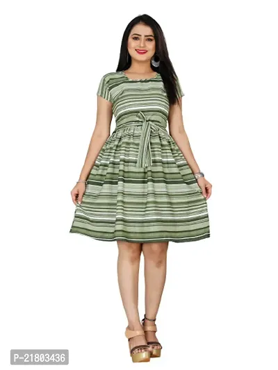 Stylish Multicoloured Crepe Printed Dress For Women-thumb0