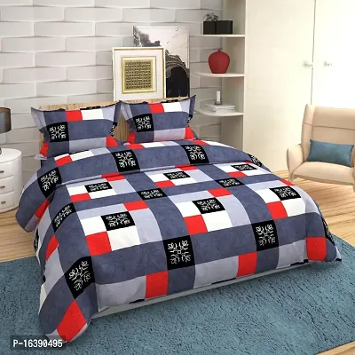 Comfortable Polyester Printed King Bedsheet with Pillow Covers-thumb0