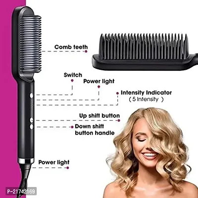 Electric Hair Straightener Comb Brush For Men, Women, Girls And Hair Straightening, Fast Smoothing Comb With 5 Temperature C pack of 1