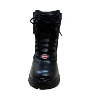 Side Zip High Ankle Genuine Leather Black Combat Boots-thumb3