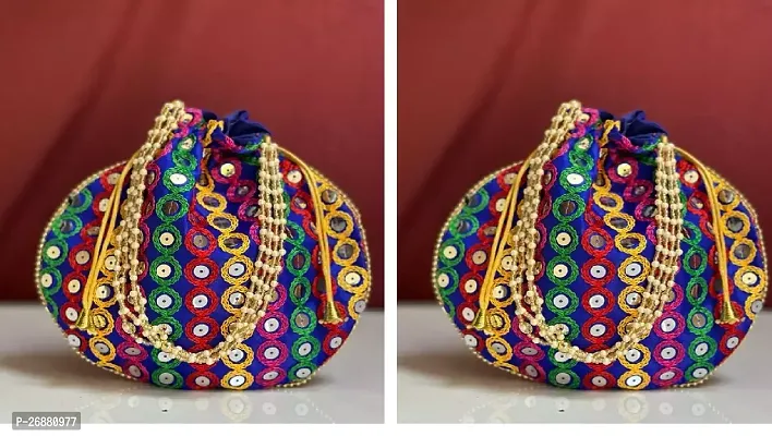 Stylish Multicoloured Fabric Embroidered Clutch For Women Pack Of 2-thumb0
