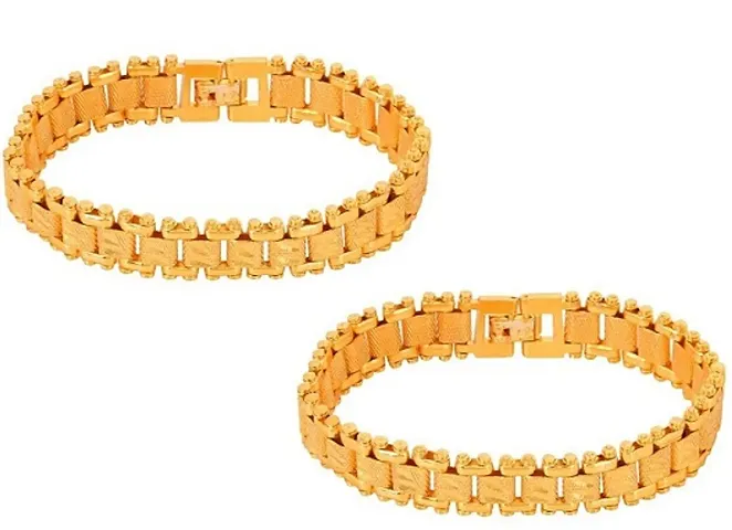 Stylish Brass Golden Bracelets For Men (Pack Of 2)