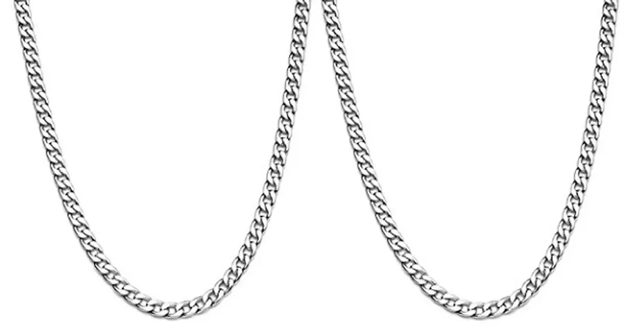 Stylish Alloy Silver Chain For Men (Pack Of 2)