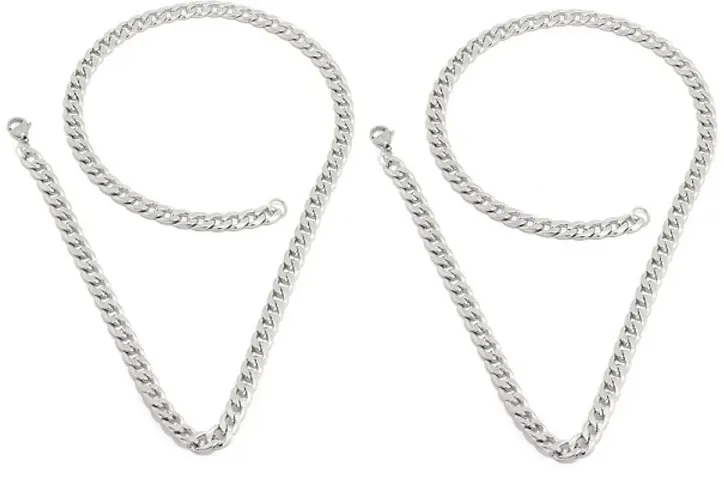Stylish Alloy Silver Chain For Men (Pack Of 2)