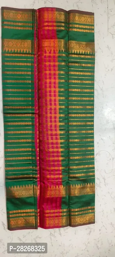 Cotton Silk Saree For Women Green Color-thumb0