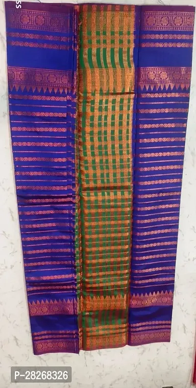 Cotton Silk Saree For Women Blue Color