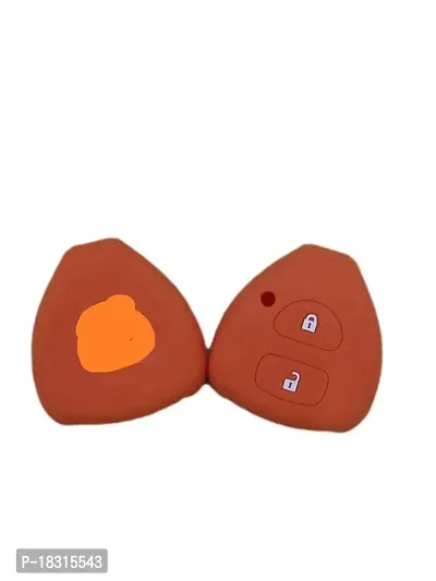 CLOUDSALE ; Your Store. Your Place Silicone Remote Key Cover for Toy-OTA Innova/fortuner/Corolla with 2 Button Remote Key (Orange, Pack of 1)