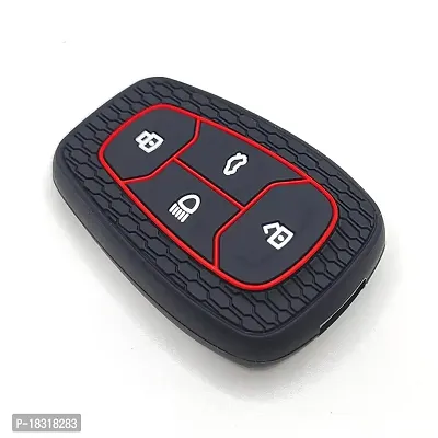 CLOUDSALE Silicone Key Cover Compatible For Tata Nexon, Harrier, Altroz, Punch, Safari 2021, Safari Gold 4 Button Smart Key (Pack of 1, Black) Key Cover-thumb2