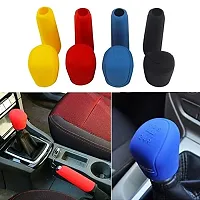 Cloudsale Manual Car 1 Silicone Gear Head Shift Knob Cover (Oval Shape) + 1 Handbrake Sleeve Cover (Grey)-thumb4