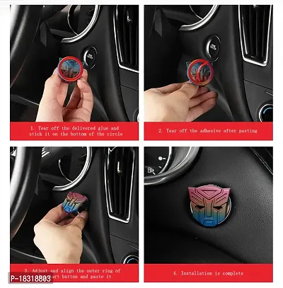 CLOUDSALE ; Your Store. Your Place Transformers 3D Animation Push to Start Button Ignition Cover Car Engine Start Stop Button Cover Universal Button Decoration Ring (Pack of 1, Metal Muticolor)-thumb3