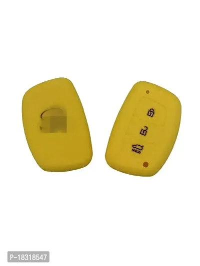 CLOUDSALE ; Your Store. Your Place Silicone Car Key Cover Compatible with Hyundai Creta, i20 Elite/Active, Grand i10, Verna, Xcent Smart Key (for Push Button Start only) - (Yellow, Pack of 1)-thumb0