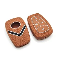 CLOUDSALE Silicone Key Cover Compatible for Tata Nexon, Harrier, Altroz, Tigor BS6, Punch, Safari 2021, Safari Gold 4 Button Smart Key (Pack of 1, Brown)-thumb1