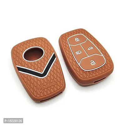 CLOUDSALE Silicone Key Cover Compatible for Tata Nexon, Harrier, Altroz, Tigor BS6, Punch, Safari 2021, Safari Gold 4 Button Smart Key (Pack of 1, Brown)-thumb2