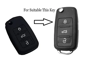 CLOUDSALE ; Your Store. Your Place Silicone Flip Key Cover Compatible with Skoda Octavia (Old)/Laura/Superb/yeti/Fabia/Rapid (for 3 Button flip Key, Pack of 2)-thumb1