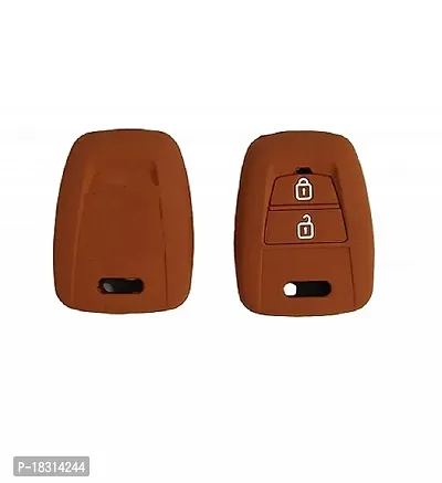 Cloudsale Silicone Key Cover Compatible with Grand I10 2 Button Remote Key (Tan) (Pack of 1)