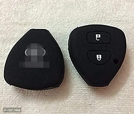 CLOUDSALE ; Your Store. Your Place Silicone Remote Key Cover for Innova/fortuner/Corolla with 2 Button Remote Key(Black,Pack of 1)-thumb0