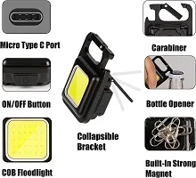 CLOUDSALE Keyring Torch, COB Keychain Work Light Mini LED Light 800 Lumens Rechargeable Flashlight Waterproof Emergency Lamp Mini Torch Keyring Light for Emergency Repair with Folding Bracket-thumb4