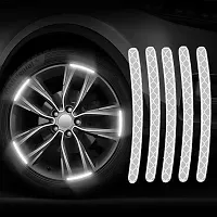 Cloudsale Car Bike Wheel Tyre Rim Decoration Radium Reflective Safety Warning Sticker (White, Pack of 20 stickers)-thumb1