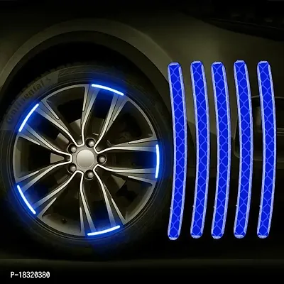 Cloudsale Car Bike Wheel Tyre Rim Decoration Radium Reflective Safety Warning Sticker (Blue, Pack of 20 stickers)-thumb2