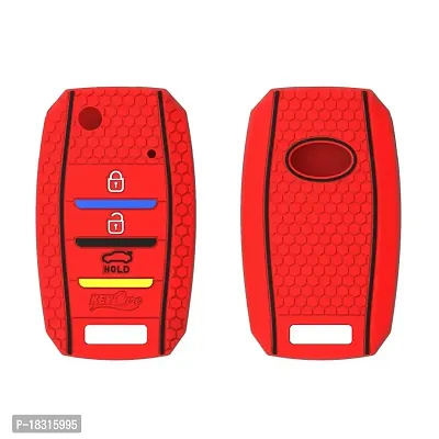 CLOUDSALE ; Your Store. Your Place Silicone Key Cover Compatible with Kia Seltos, Sonet flip Key (Non Push Button Start Models only, Red)-thumb0