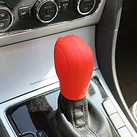 CLOUDSALE ; Your Store. Your Place Manual Car 1 Oval Shape Silicone Gear Head Shift Knob Cover + 1 Handbrake Sleeve Cover (Red)-thumb3