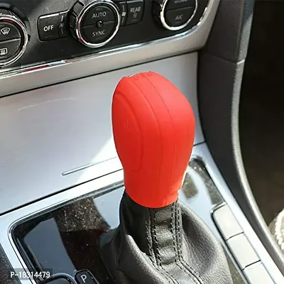 CLOUDSALE ; Your Store. Your Place Manual Car 1 Oval Shape Silicone Gear Head Shift Knob Cover + 1 Handbrake Sleeve Cover (Red)-thumb4