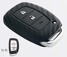 CLOUDSALE ; Your Store. Your Place Carbon Fibre Patterned Silicone Key Cover Compatible with Hyundai Creta Smart Key (Push Button Start Models, Pack of 1)-thumb1