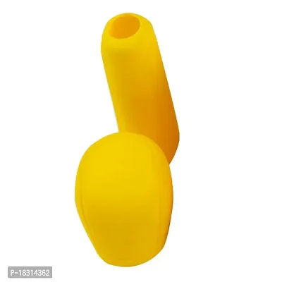 Cloudsale Manual Car 1 Silicone Gear Head Shift Knob Cover (Oval Shape) + 1 Handbrake Sleeve Cover (Yellow) Universal forr Cars-thumb0