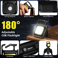 CLOUDSALE Keyring Torch, COB Keychain Work Light Mini LED Light 800 Lumens Rechargeable Flashlight Waterproof Emergency Lamp Mini Torch Keyring Light for Emergency Repair with Folding Bracket-thumb2