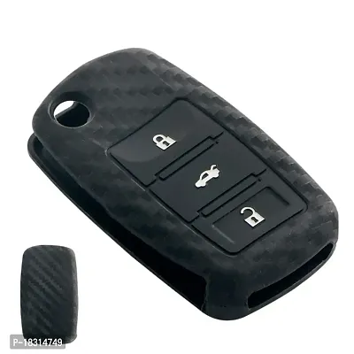 CLOUDSALE ; Your Store. Your Place Carbon Silicone Key Cover, Compatible with Skoda Rapid, Laura, Superb, Fabia, Octavia, Yeti (Black)