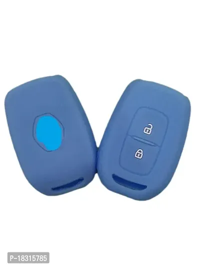 CLOUDSALE ; Your Store. Your Place Silicone Remote Key Cover Compatible with Renault Duster/Kwid New Model (Sky Blue, Pack of 1)-thumb0