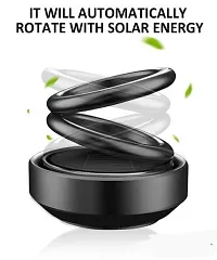 Cloudsale Solar Ring Car Air Freshener Double Loop Rotary Air Conditioner Dashboard Air Freshener Perfume (Black Metal Body)-thumb1
